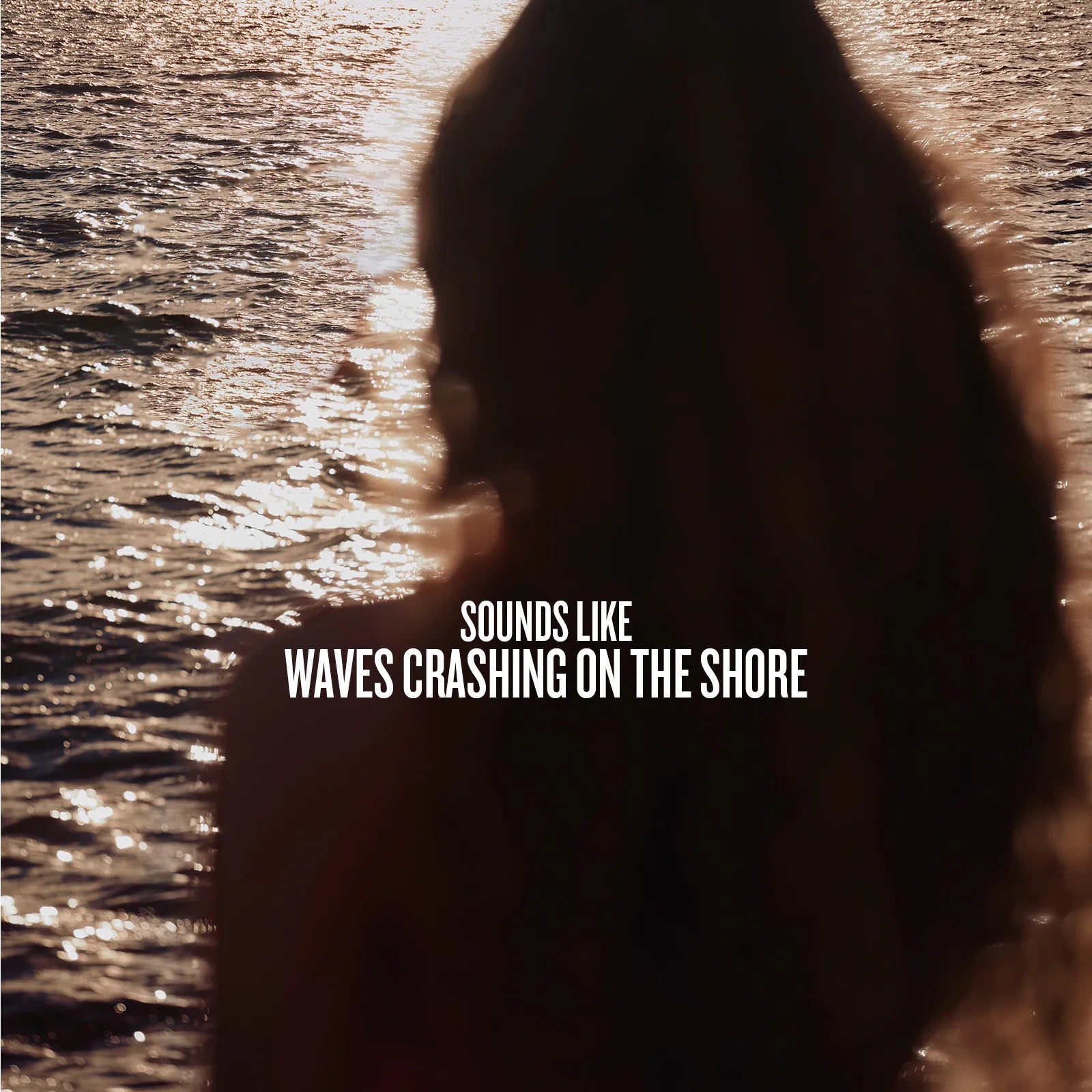 Silhouette of a person by the water with text overlay