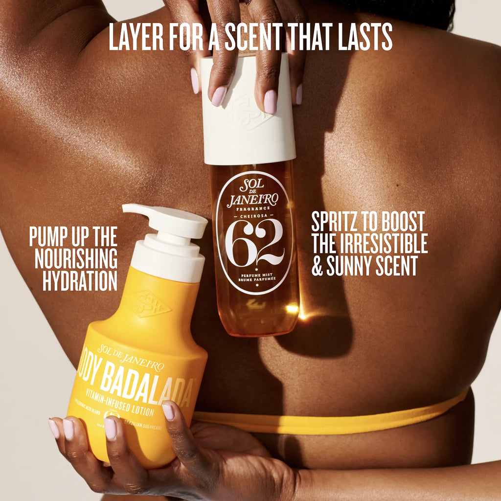 layer for a scent that lasts pump up the nourishing hydration spritz to boost the irresistible and sunny scent