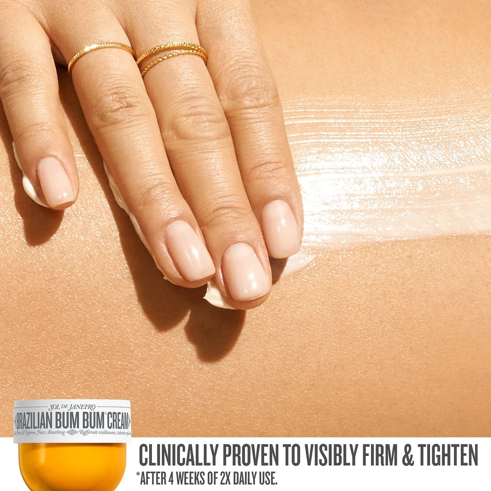clinically proven to visibly firm & tighten *after 4 weeks of 2x daily use.