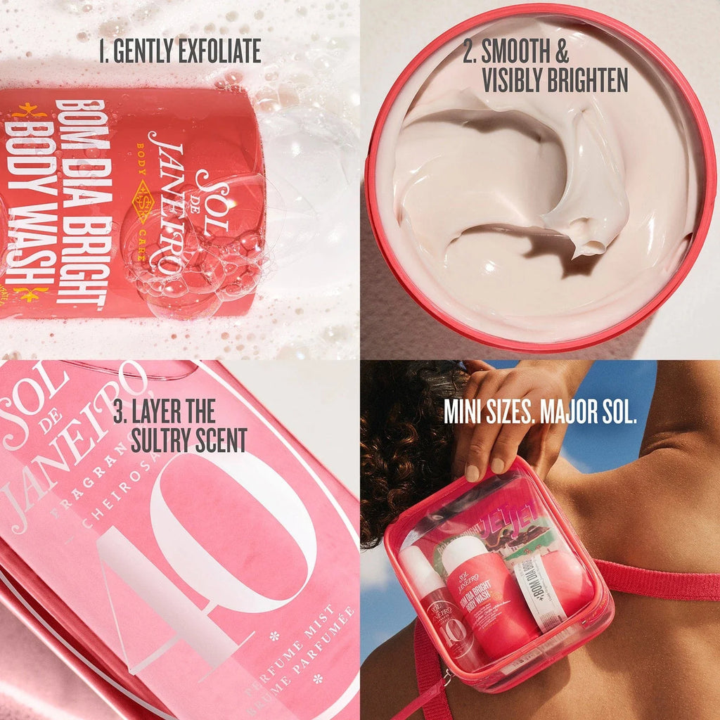 1. gently exfoliate 2. smooth & visibly brighten 3. layer the sultry scent mini sizes. major sol