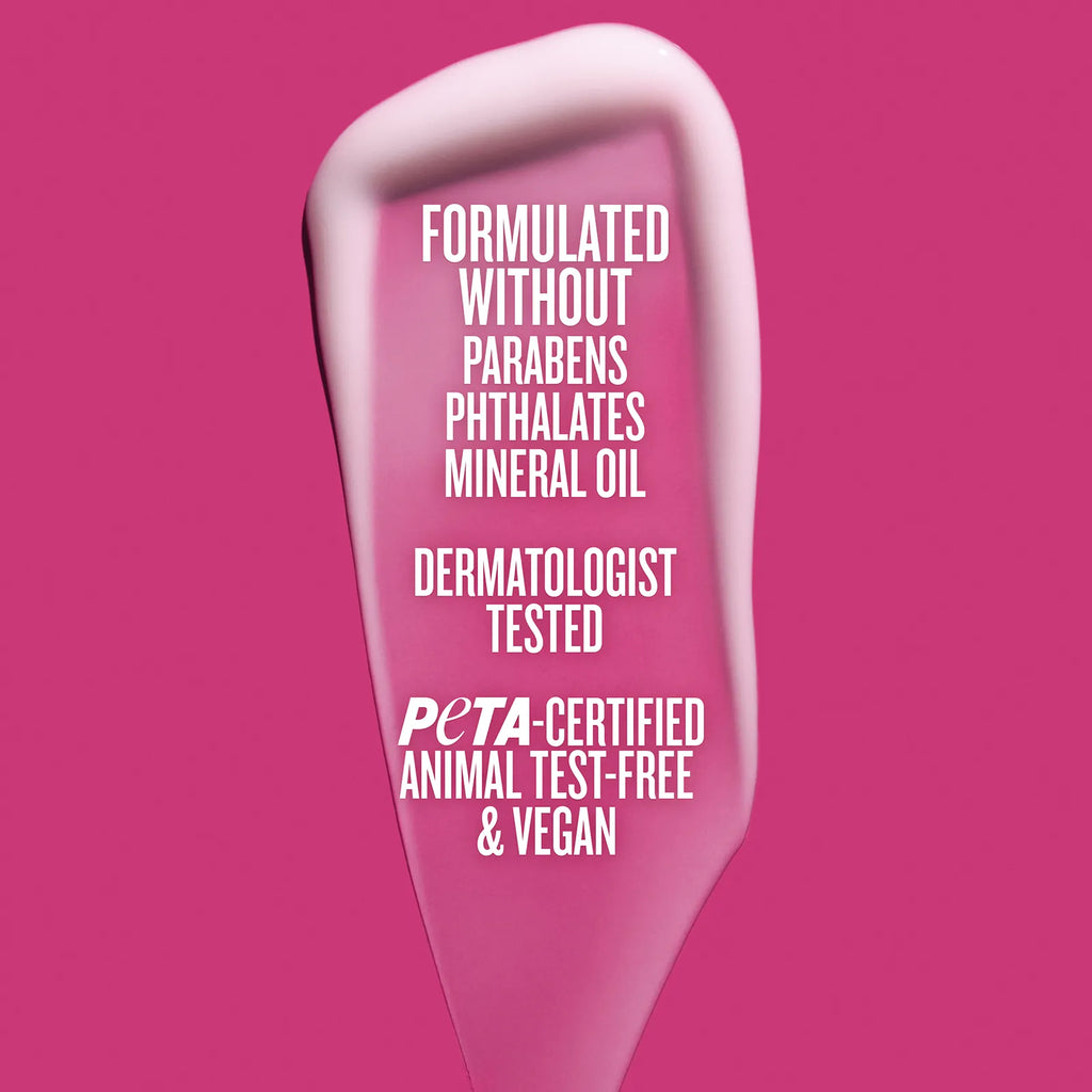 Formulated without parabens phthlates mineral oil dermatologist tested peta-certified animal test-free and vegan