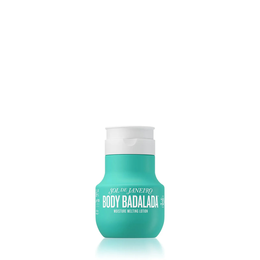 Turquoise bottle with white cap on a white background