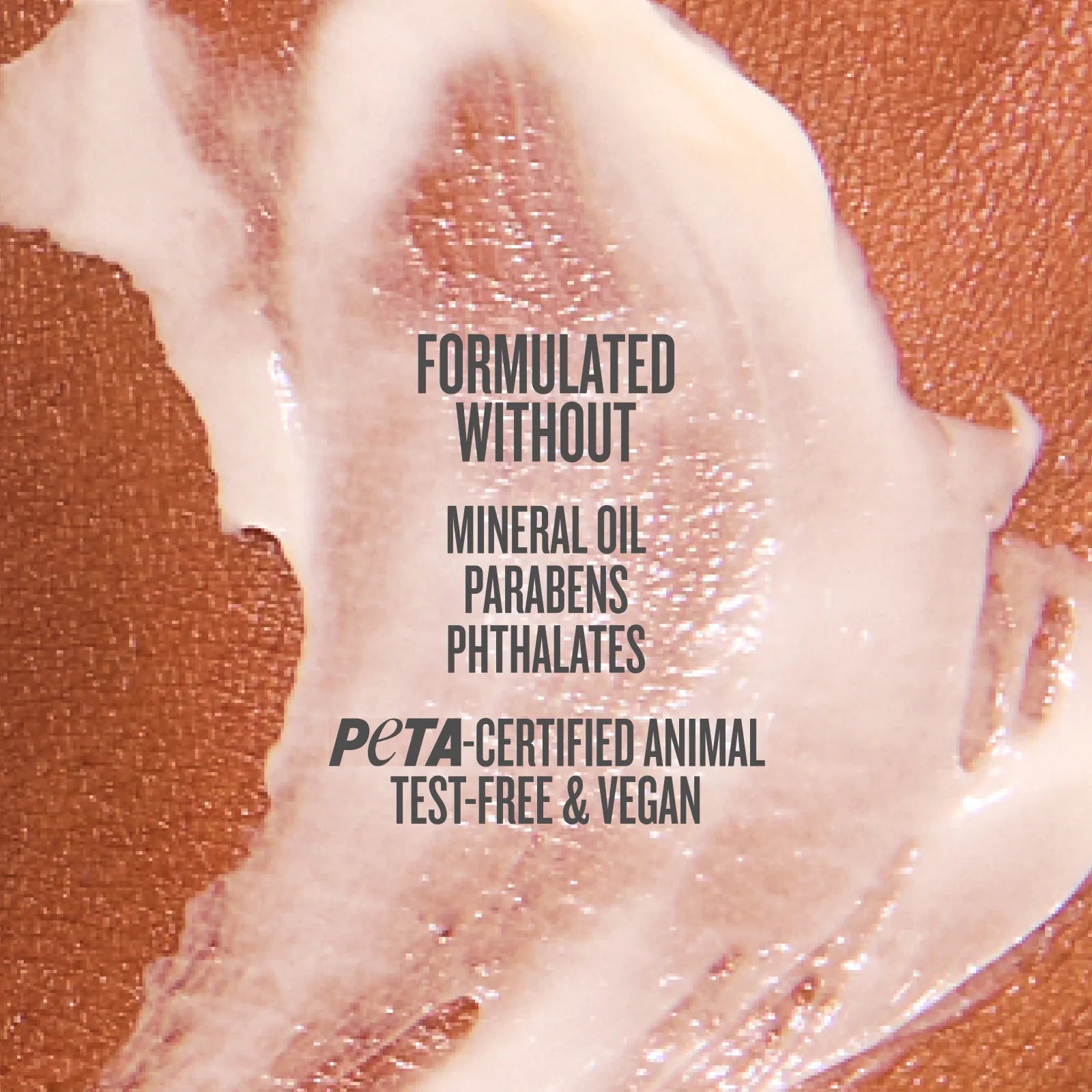 Product packaging with text about ingredients and certifications on a textured background