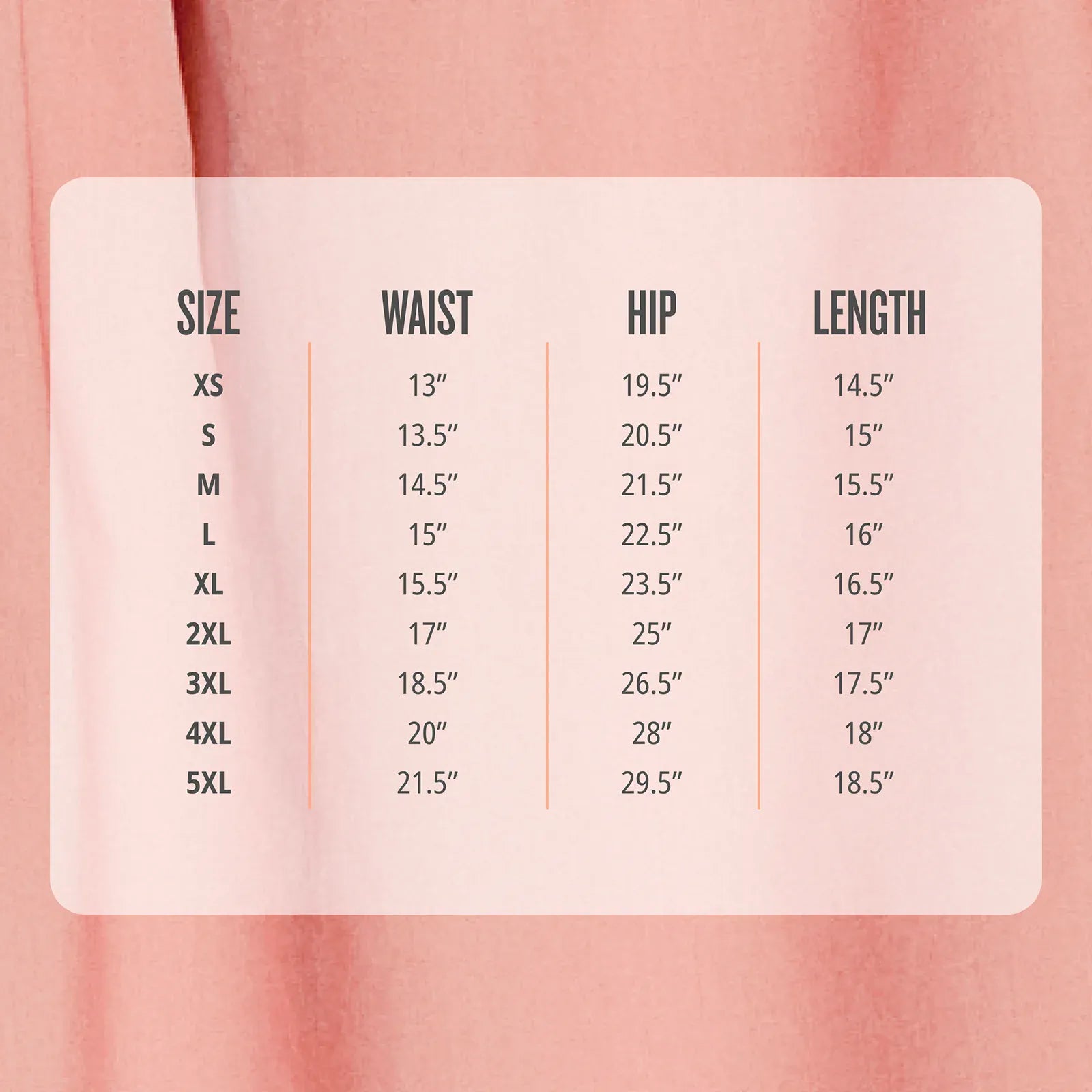size chart