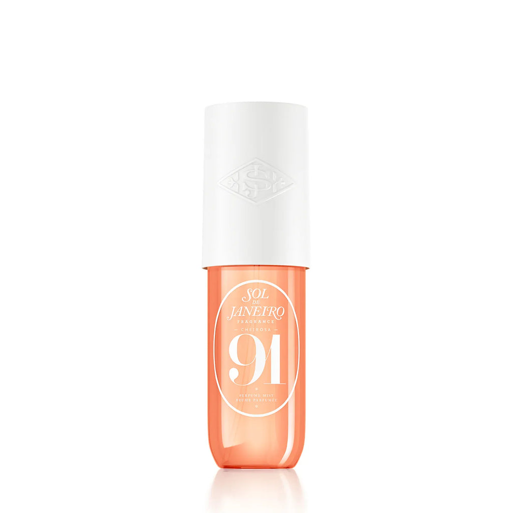 Cosmetic bottle with a white cap and orange body on a white background. 90ml render
